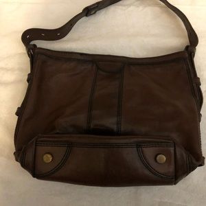 FOSSIL BROWN LEATHER MEDIUM HOBO PURSE AND WALLET